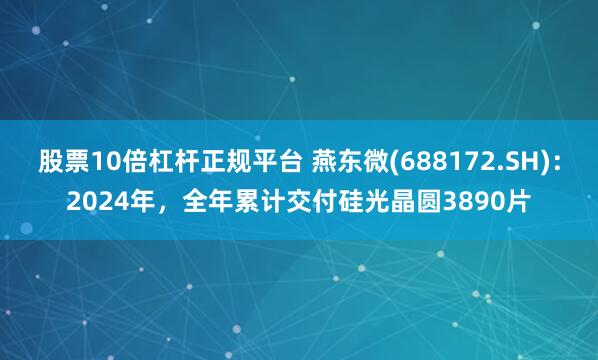 股票10倍杠杆正规平台 燕东微(688172.SH)：2024年，全年累计交付硅光晶圆3890片